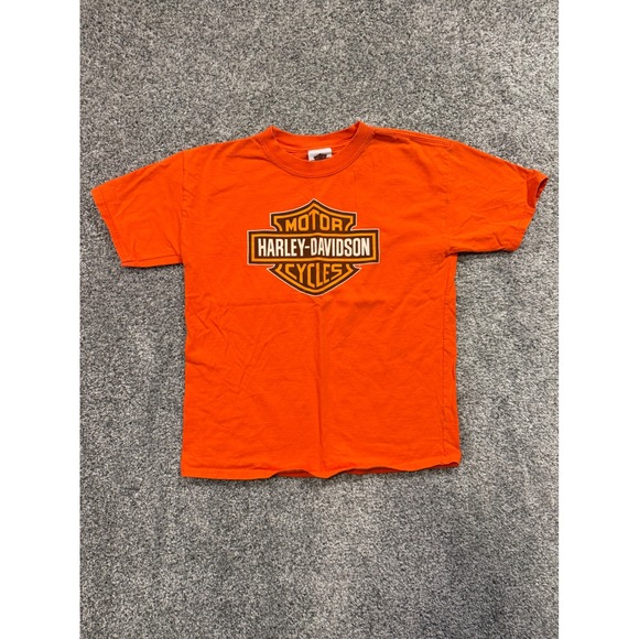 Harley-Davidson Other - Harley-Davidson T-Shirt Kids L 14-16 Orange Bartlesville Ok Logo Graphic Tee *